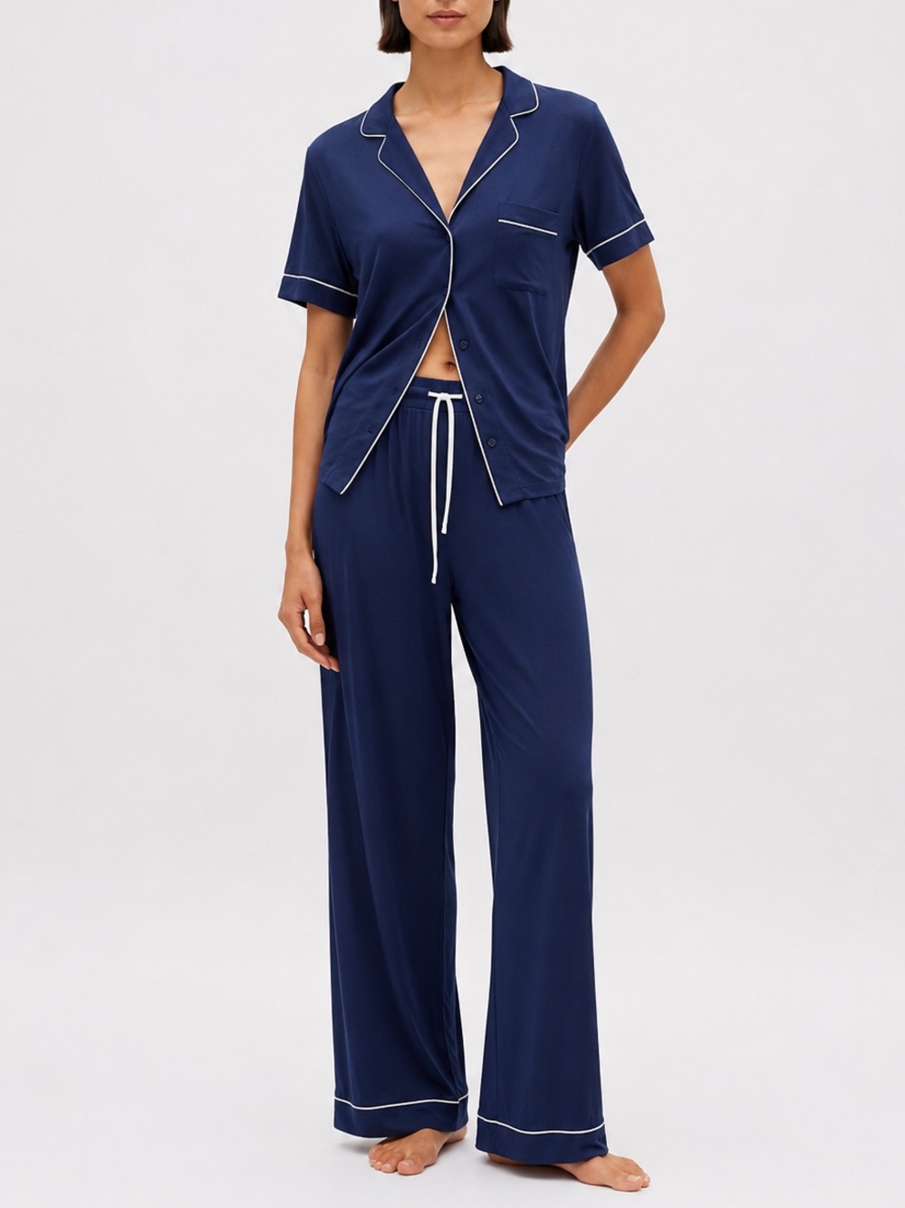 GAP Navy Blue Pajama Set with Contrast Piping
